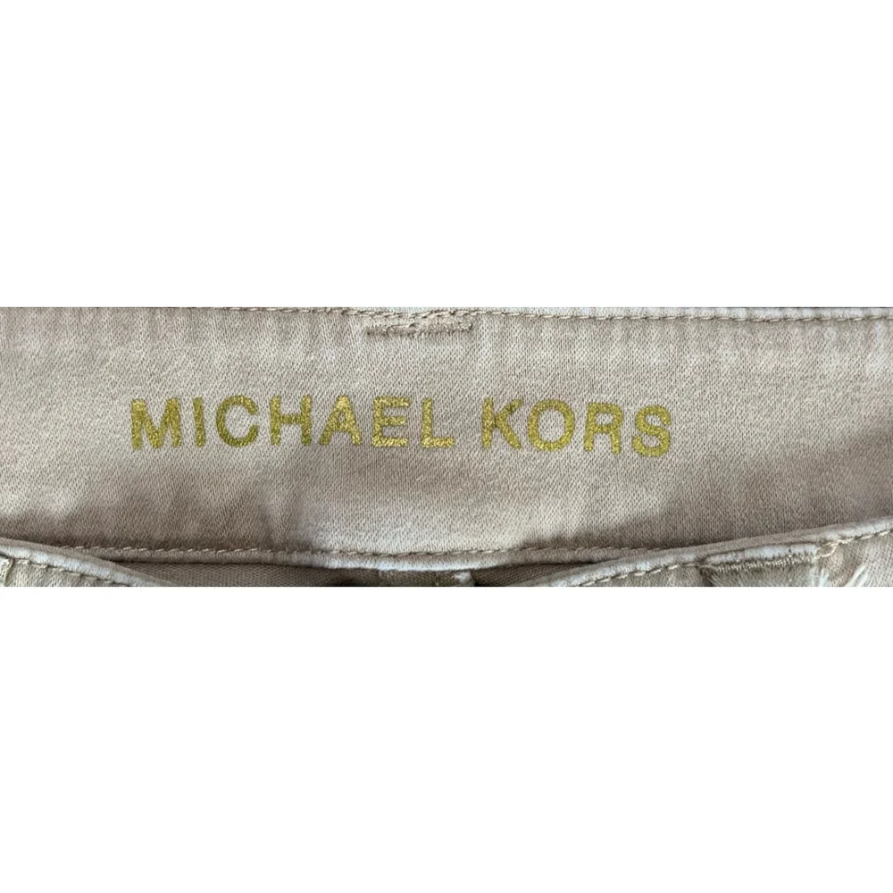 Michael Kors Women's Tan Gold Tone Hardware Cropped Pants Size 2 Preppy Academia